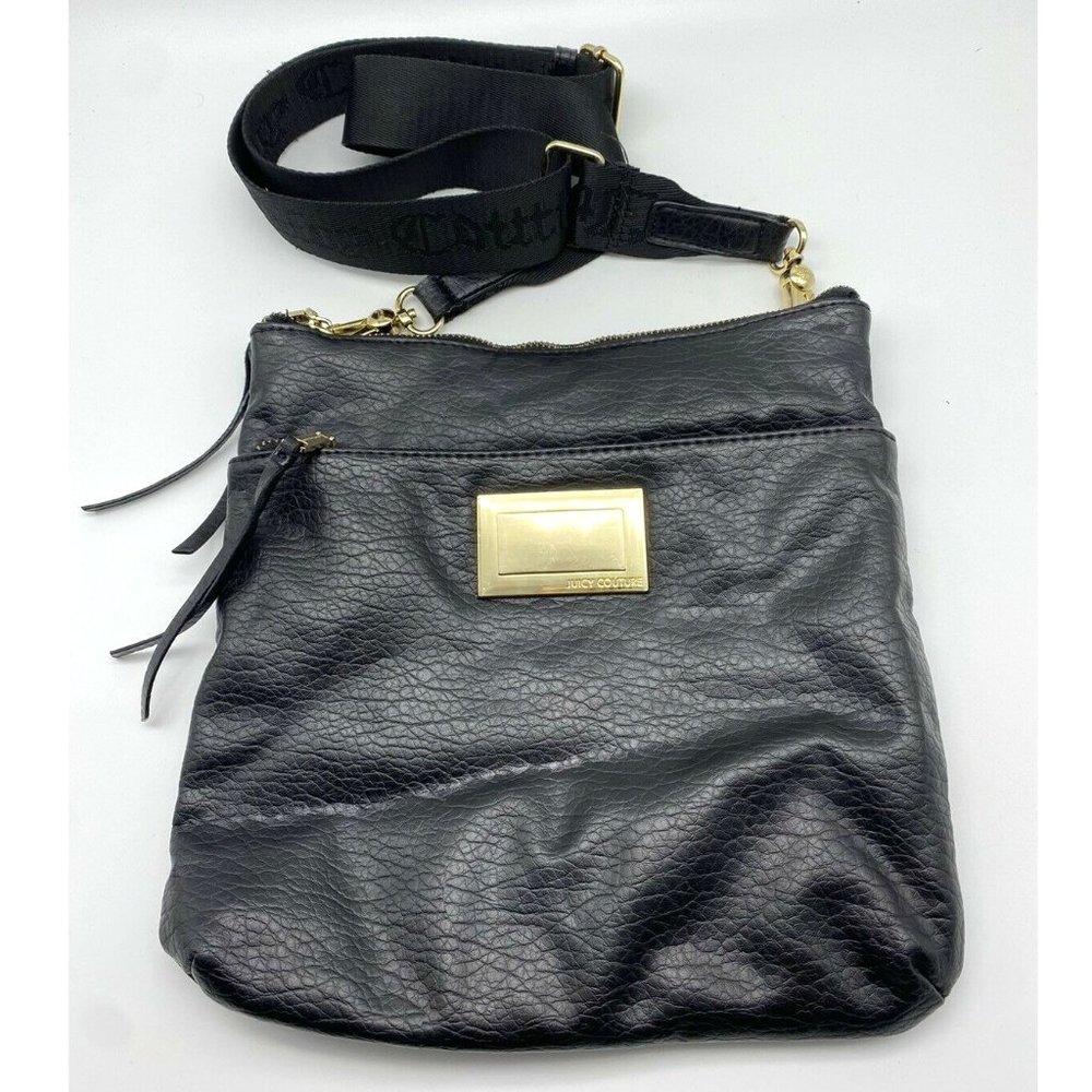 Juicy Couture Los Angeles Satchel Crossbody Bag Black Purse Detachable Strap